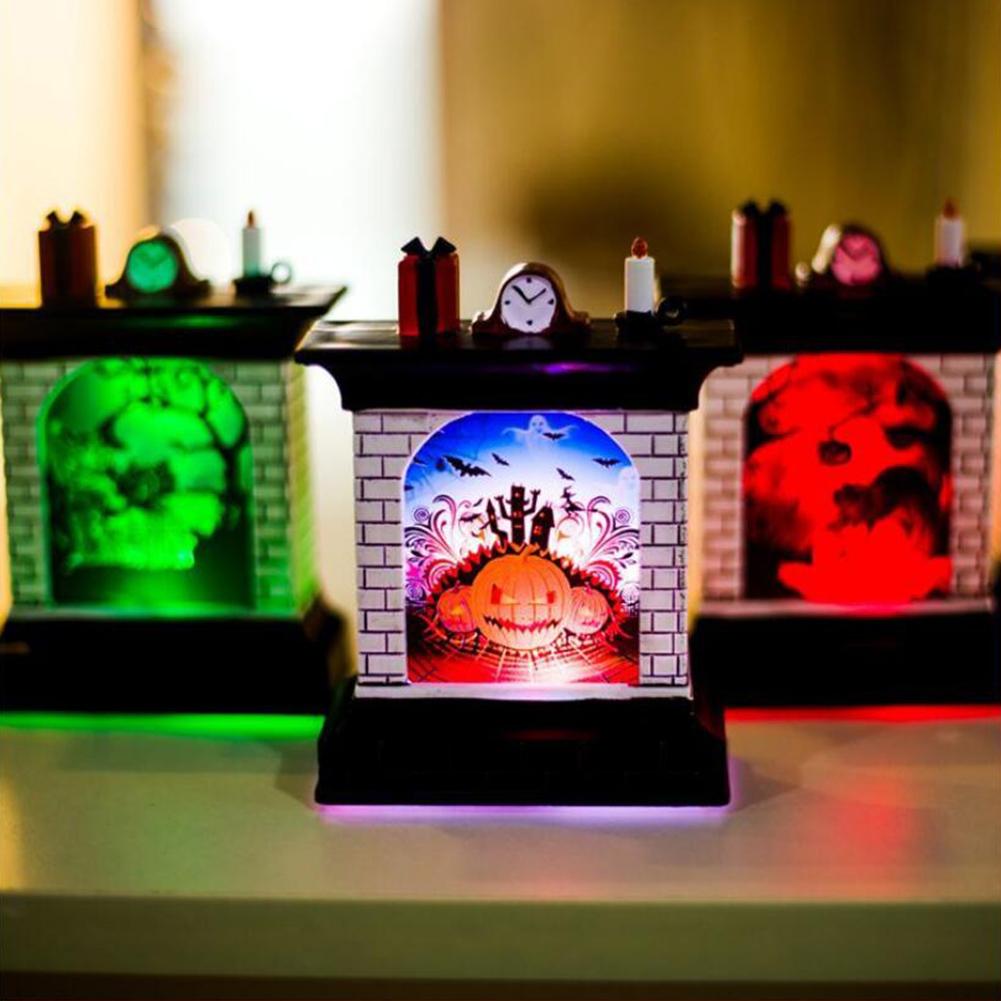 de chimenea Gato de Halloween bruja calabaza LED adorno para Luz Decoración de ventana