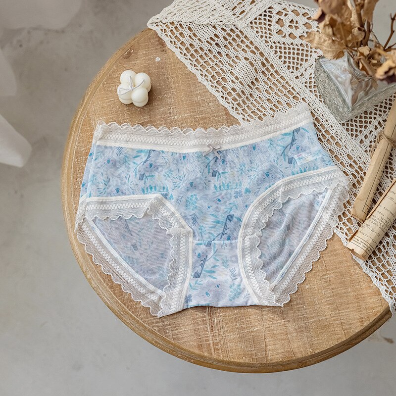 Sweet Fresh Floral lace Mid-rise Seamless Panties women summer Girly mesh Panties lingerie women Panties N685: N685 1 SHH