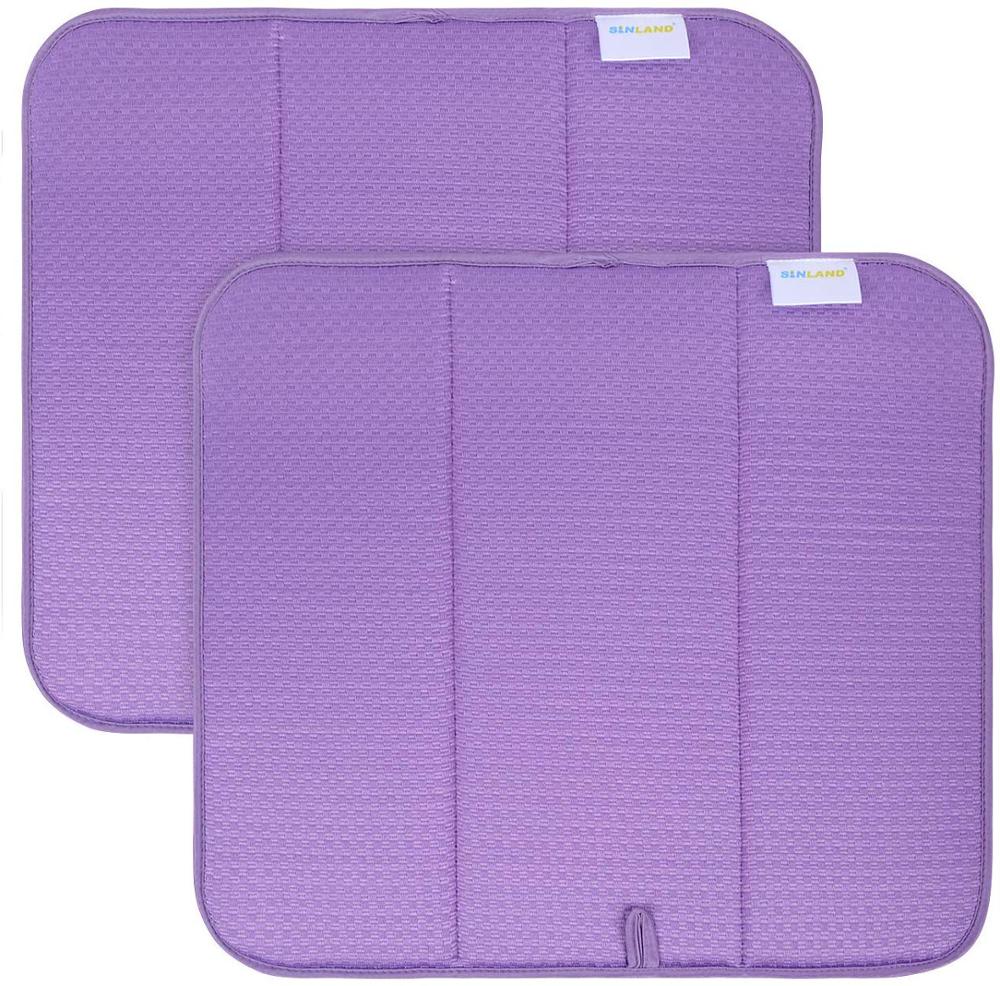 Sunland Home Microfiber Dish Drying Mat Dish Drying Rack Pads Kitchen Counter Mat Super Absorbent 16InX18In 2 Packs