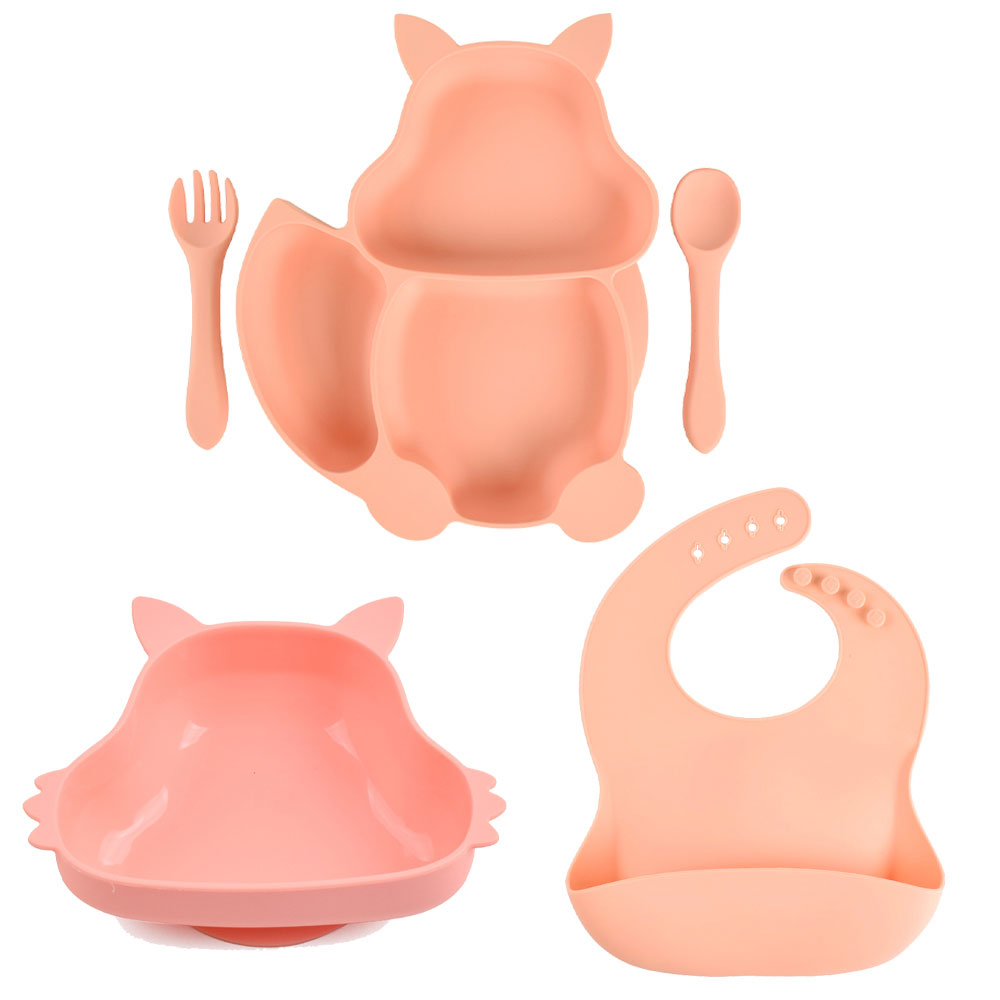 Juego de vajilla de silicona para bebé, platos de grado alimenticio, forma de Animal, plato para niños, sin BPA, antideslizante, 5 unids/set: Y12