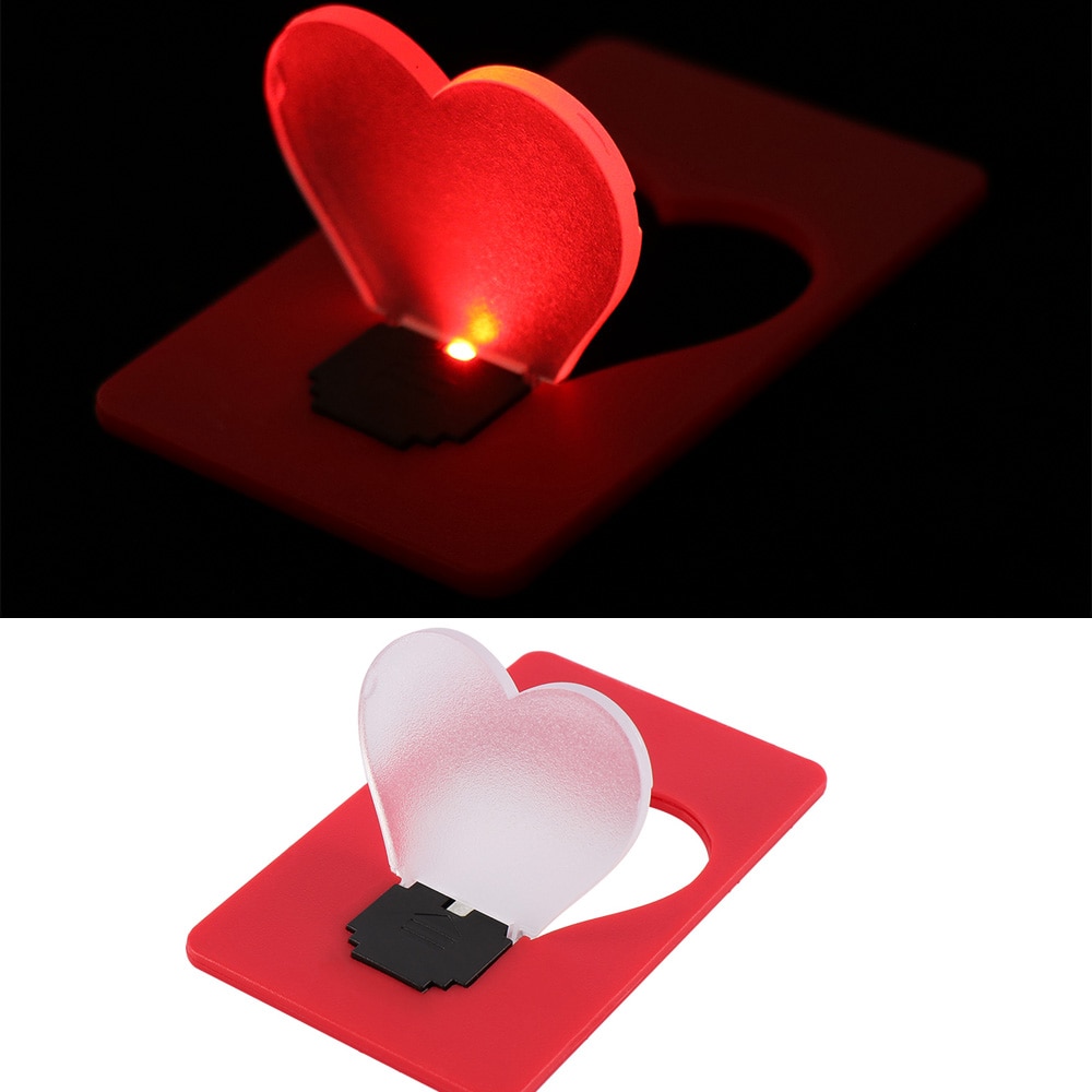 Mini Portemonnee Voor Pocket Credit Card Formaat Draagbare LED Night Light Emergency Lamp Lampen Leuke Hart Papieren Kaart Zaklamp