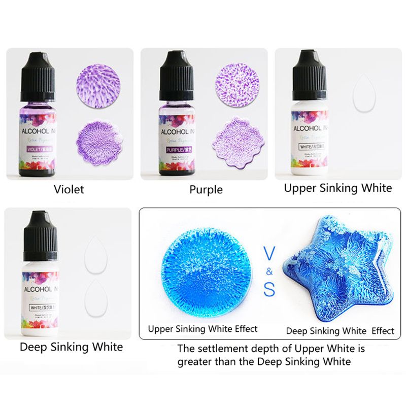 24 färg 10ml alkohol bläck diffusion harts pigment kit flytande färgämne färgämne art