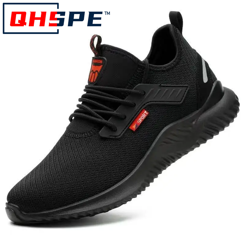 Zapatillas de trabajo con punta de acero para hombre, zapatos de seguridad, botas de trabajo a prueba de perforaciones, calzado Indestructible de: 36 / Negro