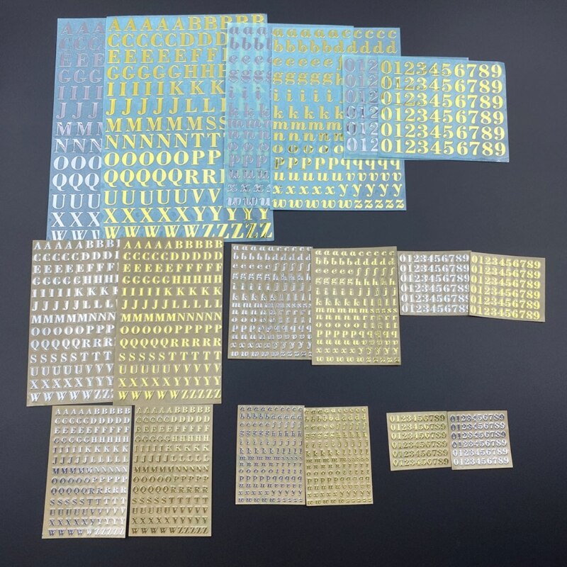 Gold/Silver Alphabet Glitter Epoxy Resin Metal Decorative Stickers English Letters Numbers UV Epoxy Resin Fillings Filler
