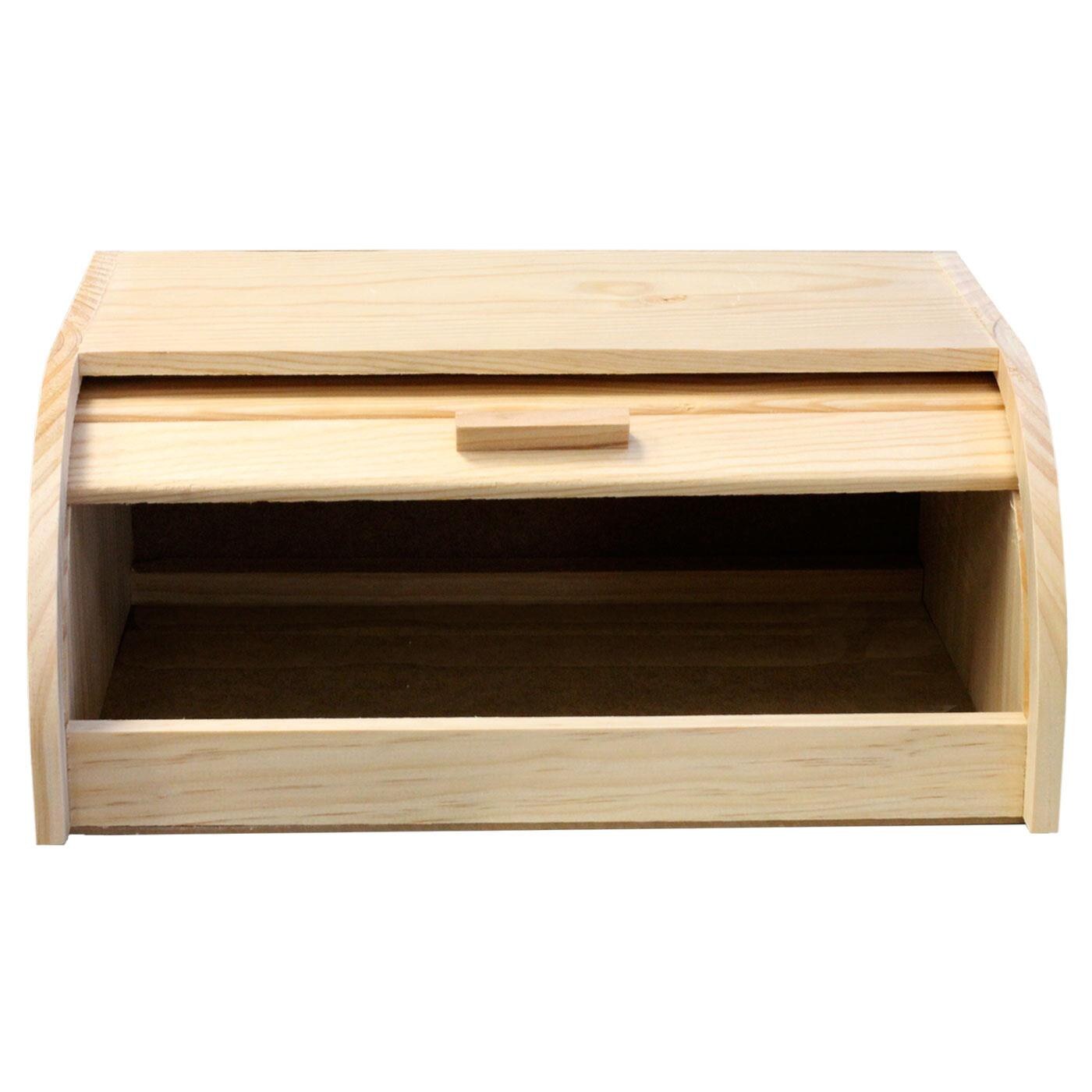 Artema - Panera de madera con tapa de persiana 15,5 x 35,2 x 24,5 cm, contenedor para pan de madera natural, recipiente con tap