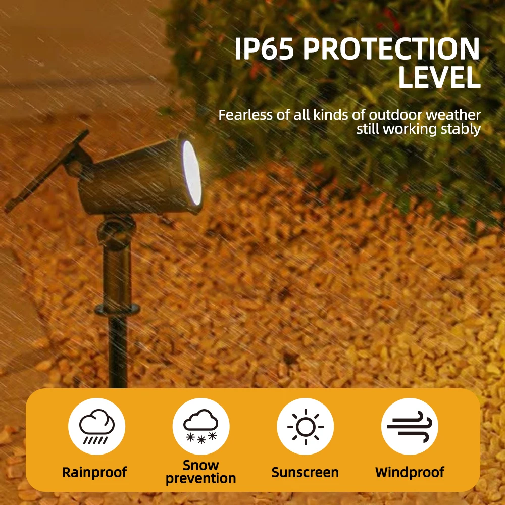 9-LED-Solarstrahler für den Außenbereich, RGB-Solar-Landschaftsbeleuchtung, IP65, wasserdicht, Helligkeit einstellbar, für Garten, Hof, Palmen