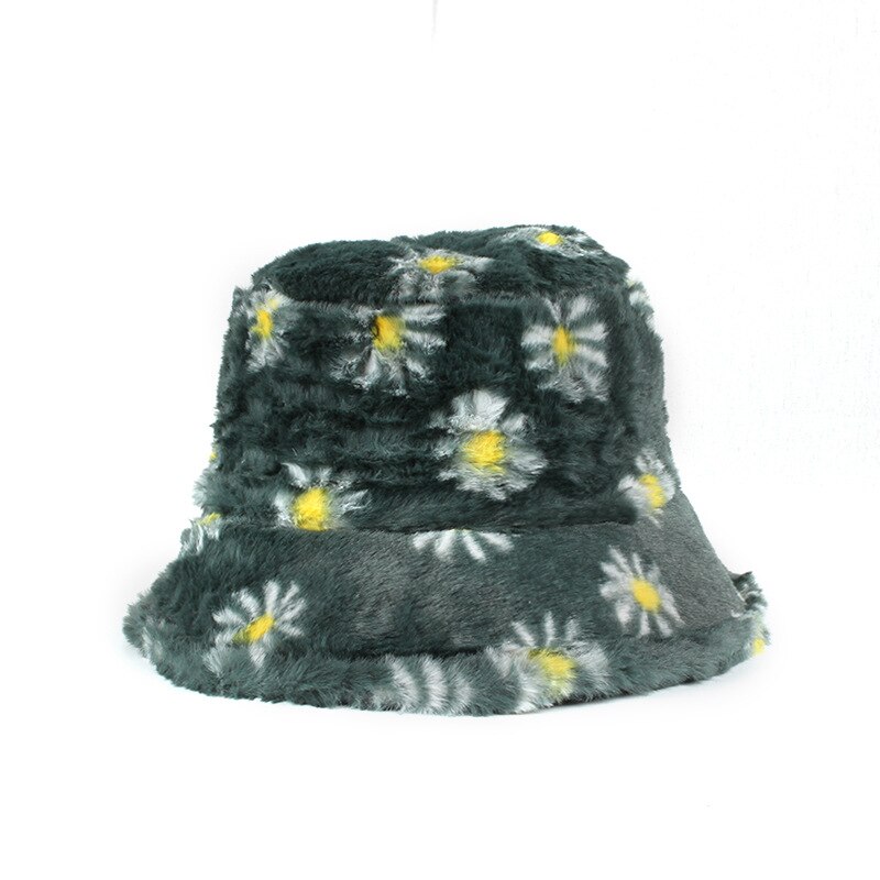 Novo chapéu de balde de moda para mulher faux skin femme boné multicolorido flores quentes chapéus de inverno quente ao ar livre casual chapéu de pescador hat hat hat hat hat: style 2