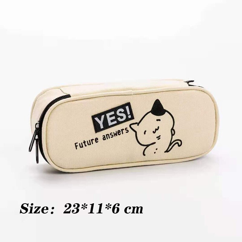Große Kapazität Nette Leinwand Bleistift fallen Schule Stift fallen Liefert Bleistift Tasche Bleistifte Beutel Schreibwaren 。: ja Katze