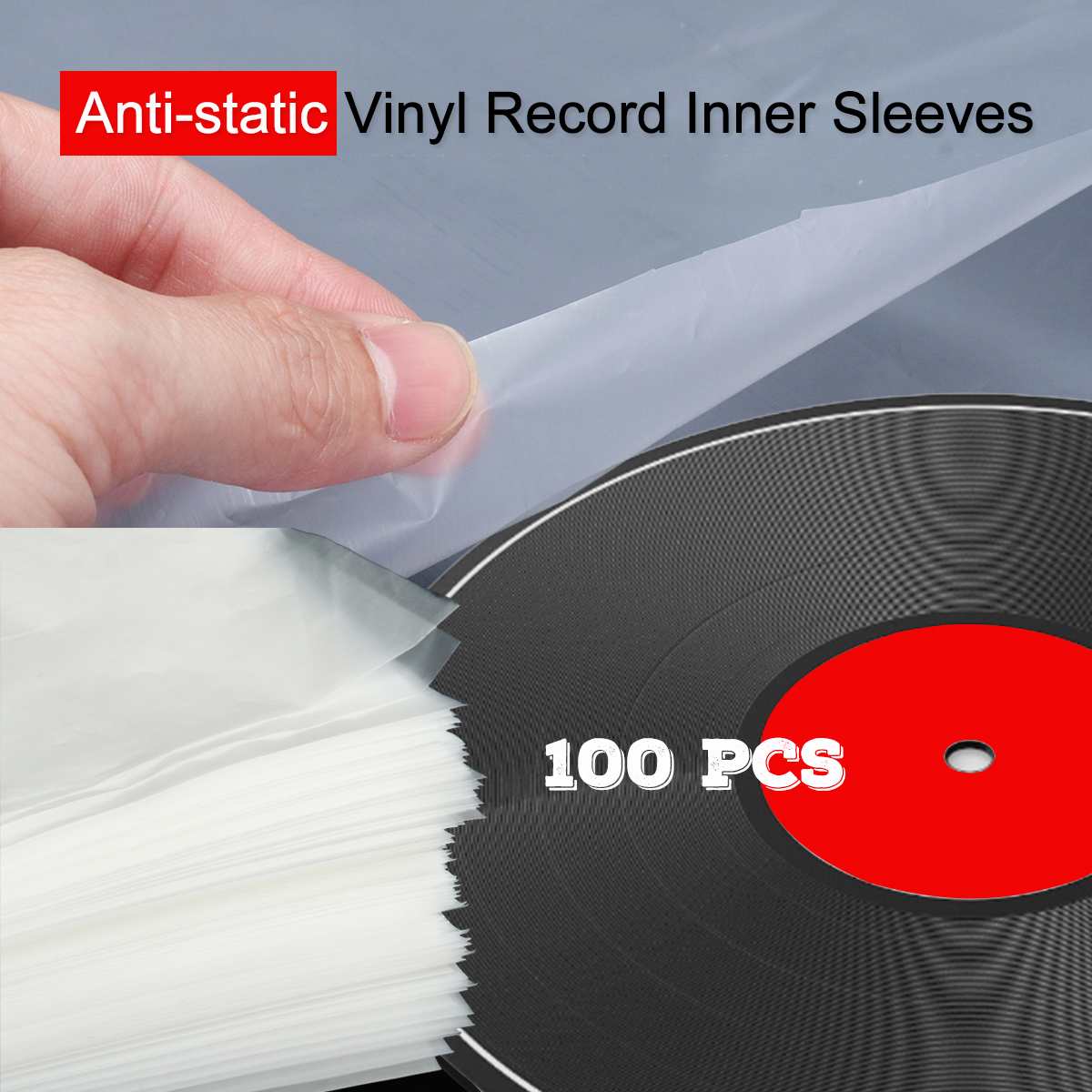 100Pcs PE Vinyl Record 12&#39;&#39; LP Record Plastic Bags Anti-static Record Sleeves Outer Inner Plastic Clear Cover Container