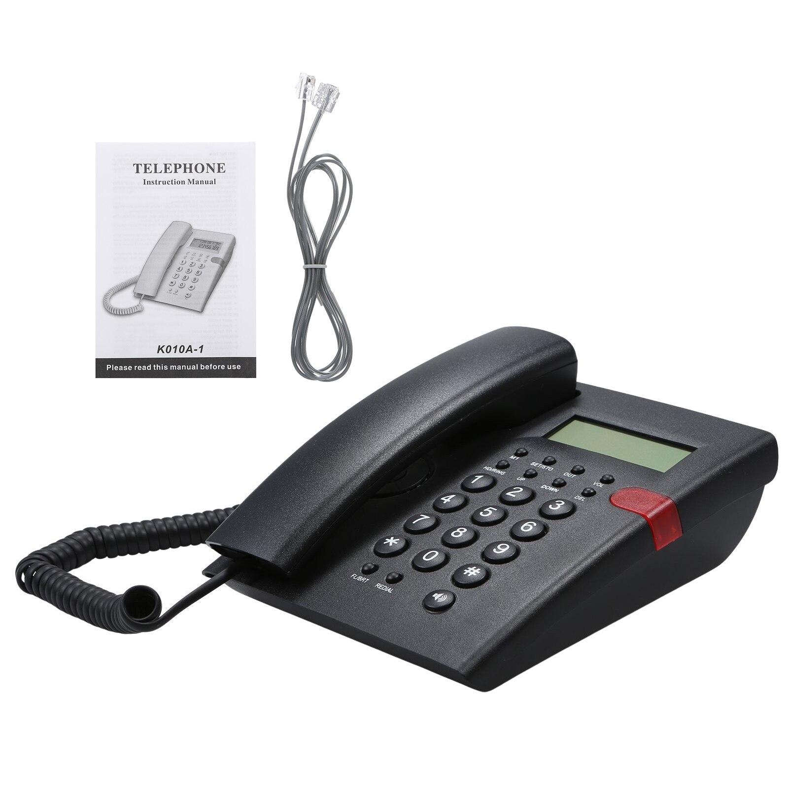 Desktop Battery-free Landline Telephone with Caller Identification Adjustable LCD Screen Brightness US Telephone Line Telephone
