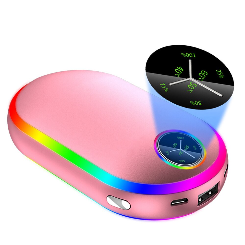 Novo mini power usb recarregável led aquecedor de mão elétrica portátil carregamento powerbank durável prático e conveniente novo: rose gold