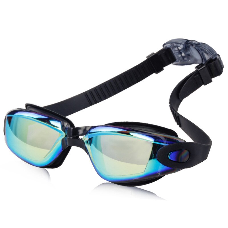 Galvaniseren Waterdicht Anti-Fog Badpak Bril Zwemmen Duiken Verstelbare Zwembril Dames Mannen Zwemmen Goggle: Colorful black