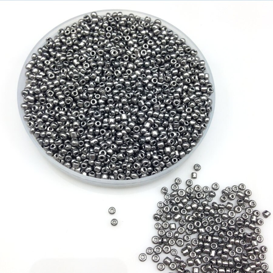 16g 1000pcs 2mm Metal Color Round Garment Beads Loose Spacer Beads Cezch Glass Seed Beads Handmade Jewelry DIY Making Bead JS2M: Gray JS2M2