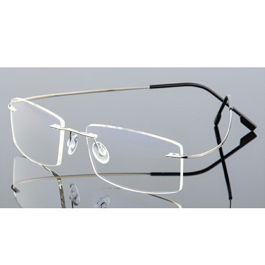 Super elastische, frameloze metalen anti-blauw licht bril van metaallegering, opvouwbare pootjes, comfortabele neuspads: 6
