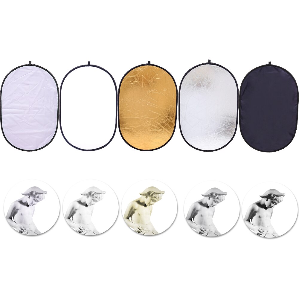 5 In 1 Multi Disc Fotografie Studio Photo Oval Inklapbare Light Reflector Houvast Draagbare Foto Disc 60x90cm