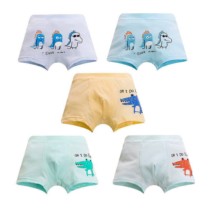 5PCS/Pack Kids Boxers Cotton Underpants 12 Year Old Cartoon Briefs Panties Children Underwear Shorts Teenager Boys Clothing: color 3 / 5