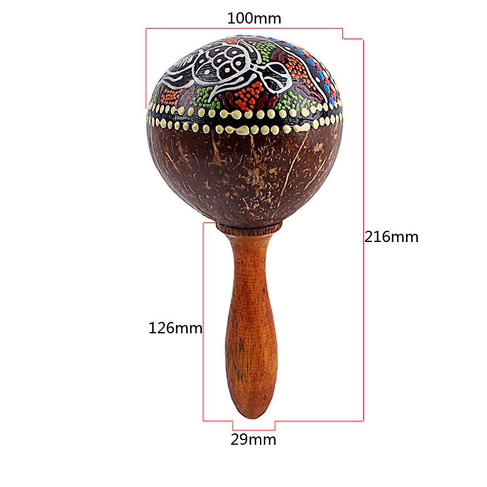 Maraca de arena de cáscara de coco, sonajero de mano, instrumento Musical de juguete de percusión, concha de coco con maraca de arena, novedad de