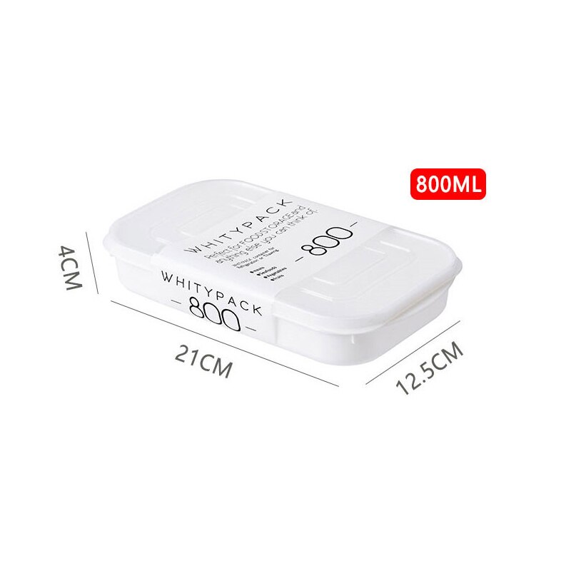 Fiambrera para horno microondas, contenedor de alimentos, caja blanca libre de BAP con tapa esmerilada, material sanitario, contenedor de almacenamiento de alimentos: 800ml