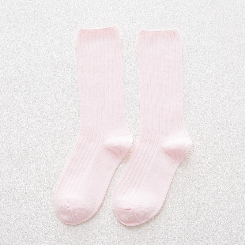 1 par/lote outono/inverno meias femininas padrão cor sólida respirável algodão meias desodorante para atividades ao ar livre: Pink