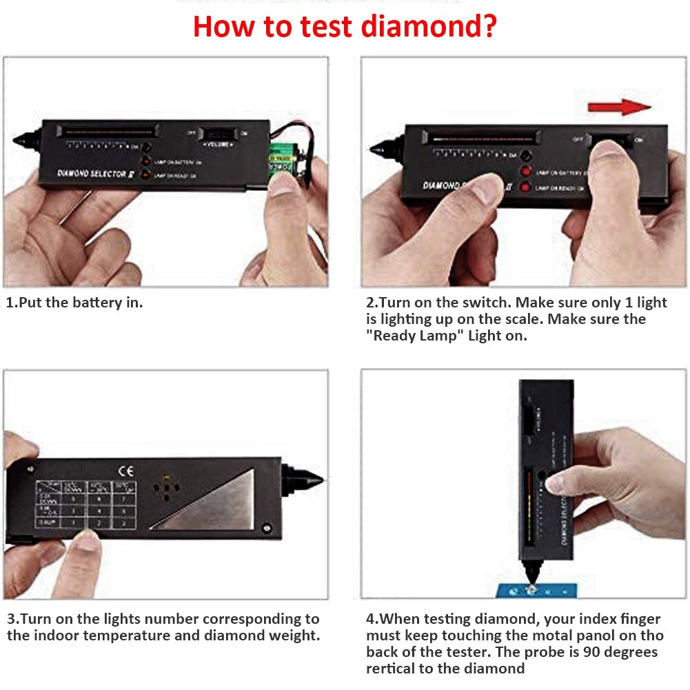 Diamond Gems Tester Pen Draagbare Gemstone Selector Tool Led Indicator Nauwkeurige Betrouwbare Sieraden Gem Tester Test Tool Beginnende
