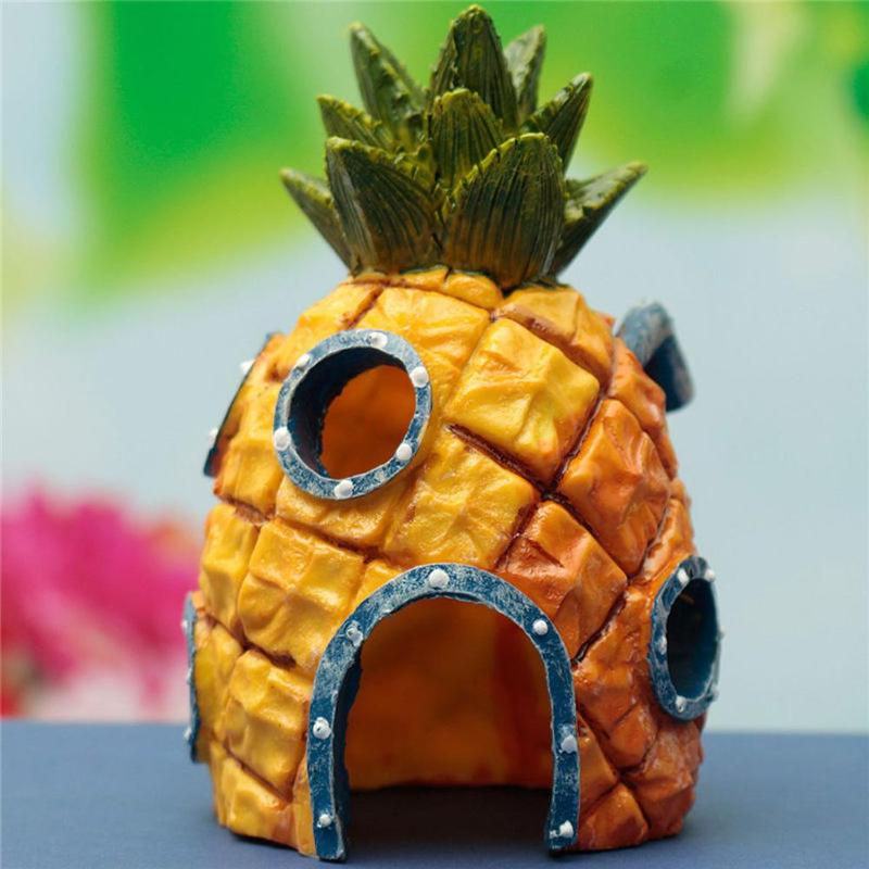 Casa de animales acuáticos de piña para pecera doméstica, adornos de acuario