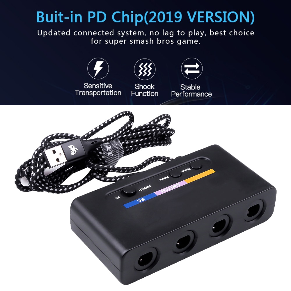 KEBIDU USB Adapter Converter 4 Ports For Wii-U PC Switch Converter For PC Game Accessory For GameCube Controllers