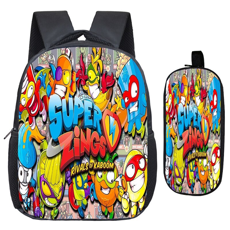 Bambini svegli Del Modello di Super Zings Scuola Materna Zaino 2pcs Set Bambino Superzings Sacchetto di Scuola Bookbag Regalo Dei Bambini (Zaino Penna bag): 2