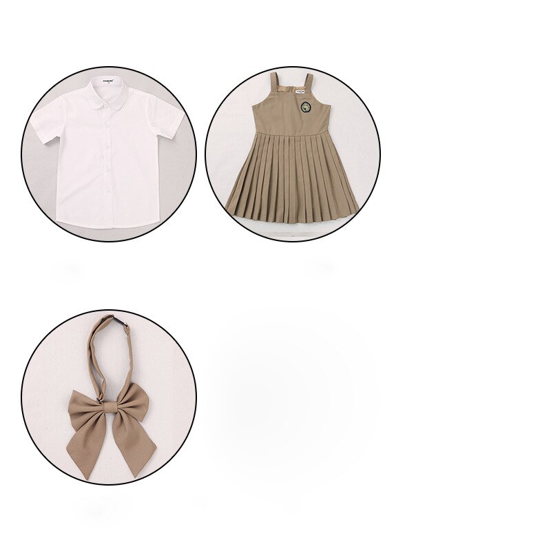 Uniforme scolaire coréen japonais pour enfants, pour filles et garçons, chemise blanche, Blazer, manteau à bretelles, robe, short, ensemble de vêtements, tenue d&#39;étudiant: girls set 3 pcs / 160