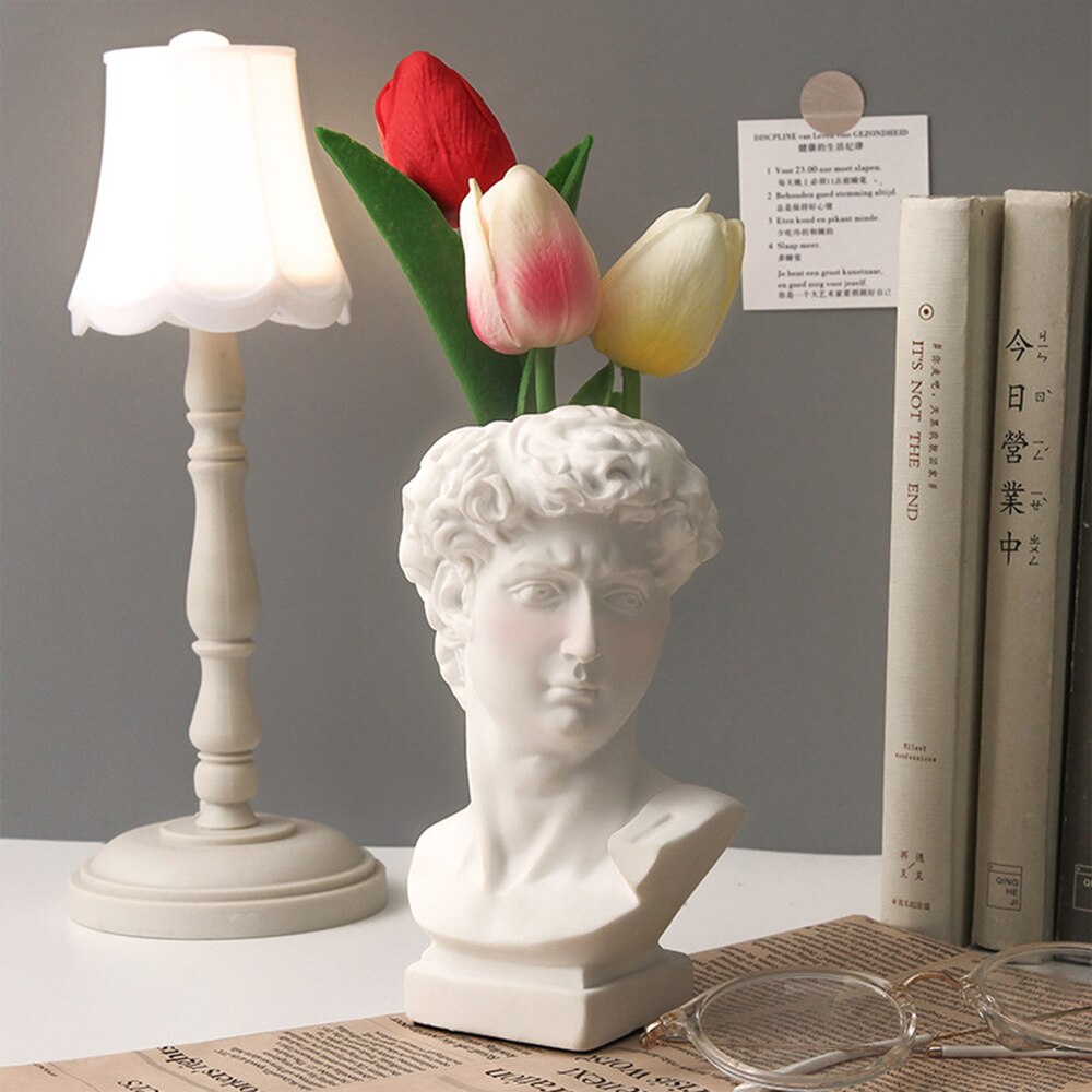 15cm styl skandynawski Dawid statua portret wazon żywica roślina wazony na kwiaty gips ludzka głowa dekoracyjne ozdoby kwiaty sztuka wystrój