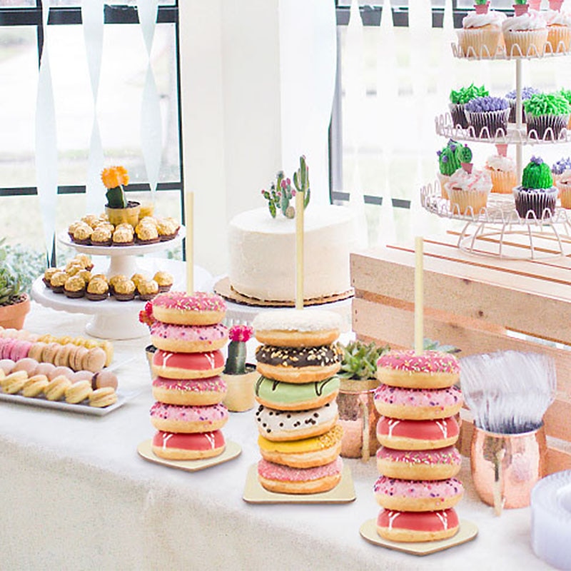 Reusable Wooden Donut Stand Wedding Decoration Table Donut Party Decor Baby Shower Birthday Party Favor Doughnut Display Stand