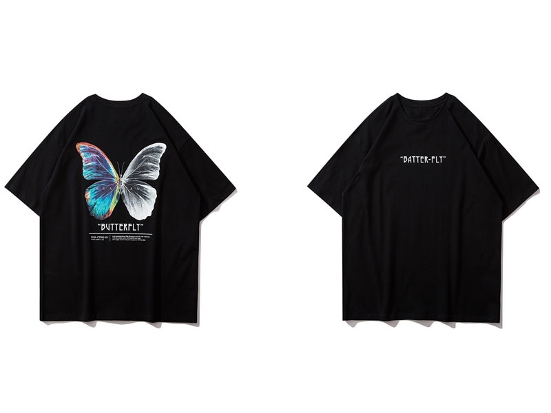 GONTHWID papillon imprimer à manches courtes t-shirts Streetwear Hip Hop décontracté ample t-shirts chemises hommes Harajuku été hauts homme: 201503B / S