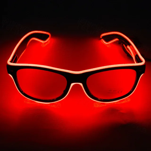 1PC Flashing EL Wire LED Light Up Party SunGlasses Led Glasses Luminous Party Decorative Lighting Classic Novelty Bright: Red