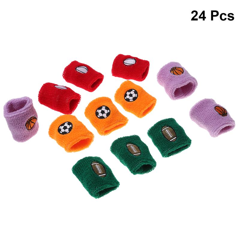 24 Pcs Kids Sports Wristband Sweat Absorbent Elastic Football Sports bands Wrist Protector Sweatbands for Playing Basketball