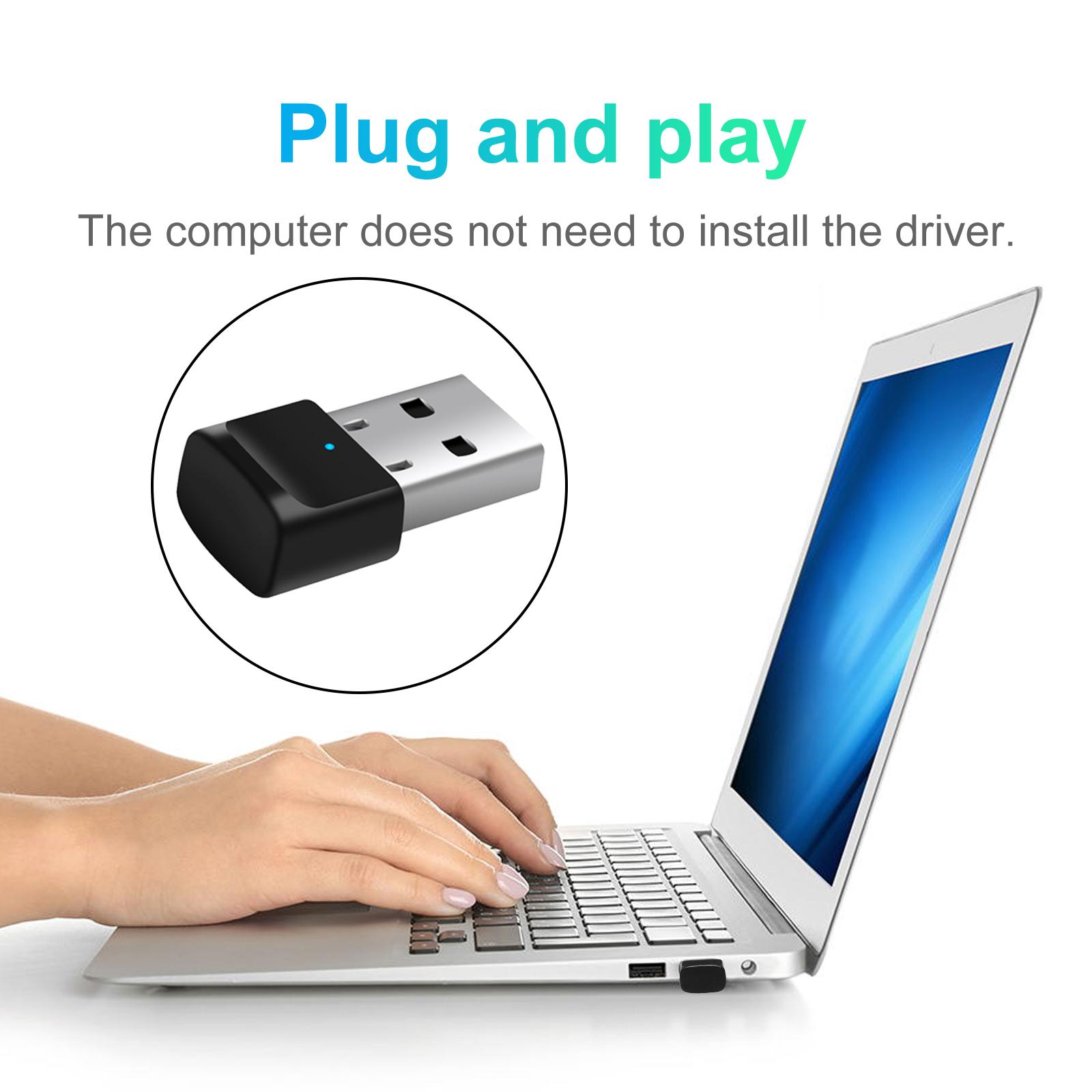 Bluetooth Adapter Plug and Play High Speed BT 5.0 Dongle USB Transmitter Receiver for Computer Windows Headset TV PC Keyboard