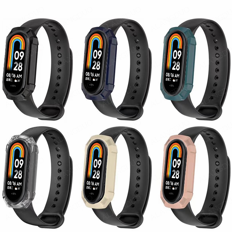 Funda de PC + Protector de pantalla de vidrio templado para Xiaomi Mi Band 8, 7, 6, 5, 4, mi band 8, parachoques protector, accesorios de cubierta antiarañazos