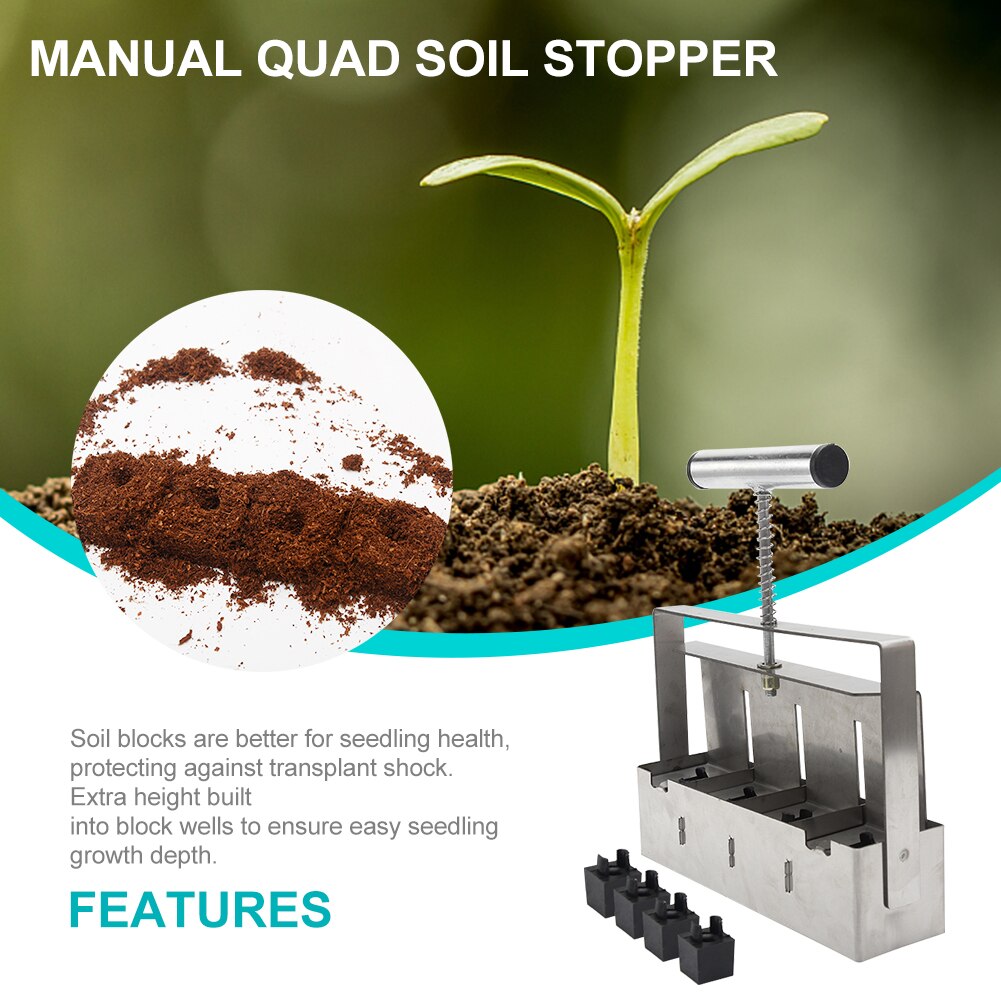 With Comfort Grip Cuttings Outdoor Garden Eco Friendly Manual Quad Soil Stopper Ergonomic Portable For Seedlings Nursery Orchard