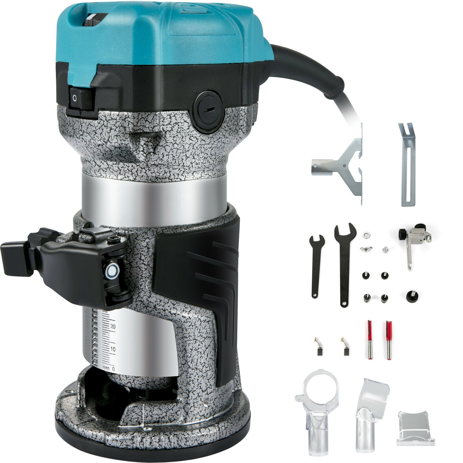 Electric Hand Wood Trimmer Router W/ 3 Collets 710W 33000RPM Power Carpentry Tool for Woodworking Grooving Carving Milling