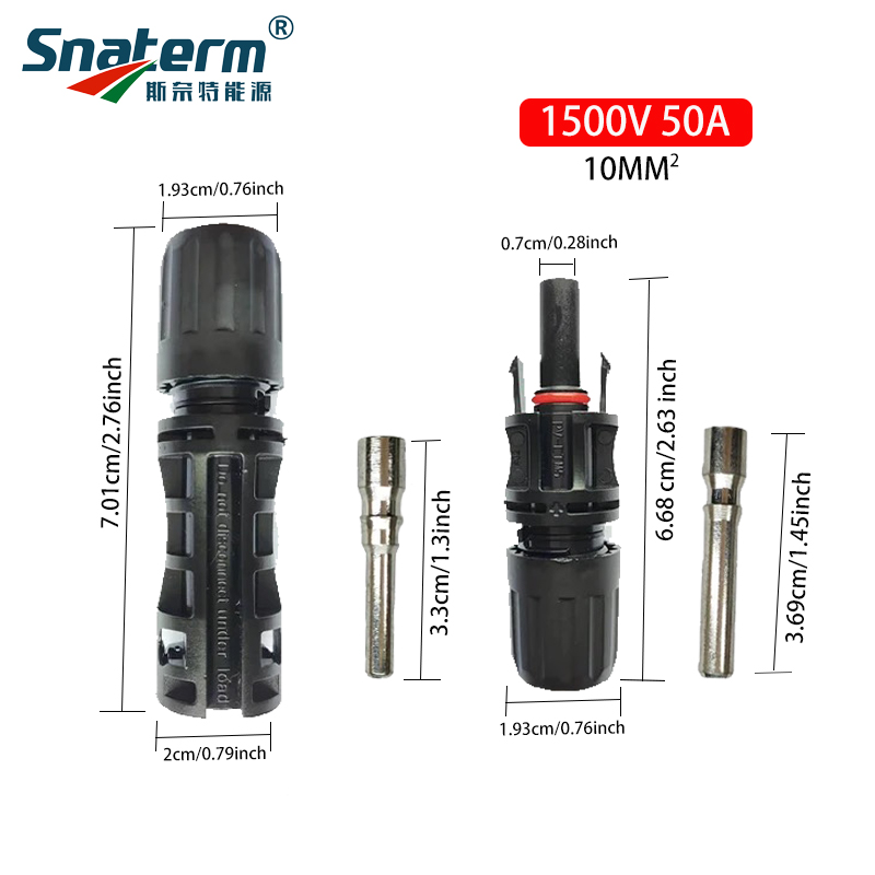 Conector solar Conectores de panel solar fotovoltaico macho y hembra IP67 1000V/1500VDC para cable solar 14/12/10/8 AWG uso en sistema solar: múltiple / 5-9 piezas