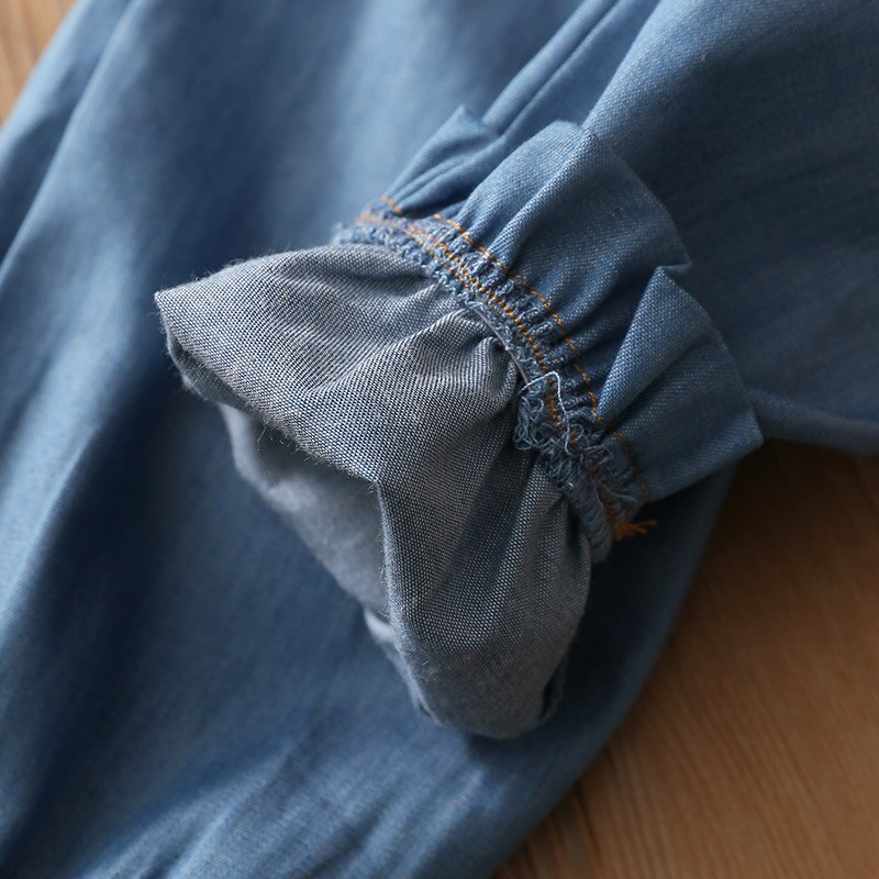 Casual Lente Herfst 2-8 10 Jaar Kinderen Pocket Elastische Cartoon Lantaarn Katoen Borduurwerk Denim Jeans Voor Kinderen baby Meisjes