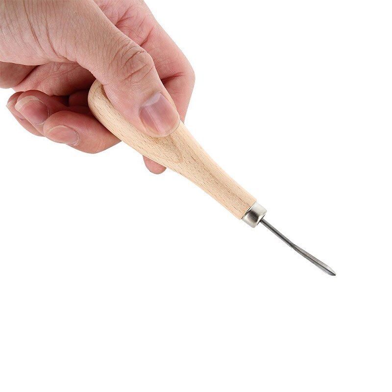 LMDZ 1Pc Curved Wooden Color Leather Diamond Point Awl,Leather Sewing and Stitching Tool,Leather Handmade DIY for Beginner