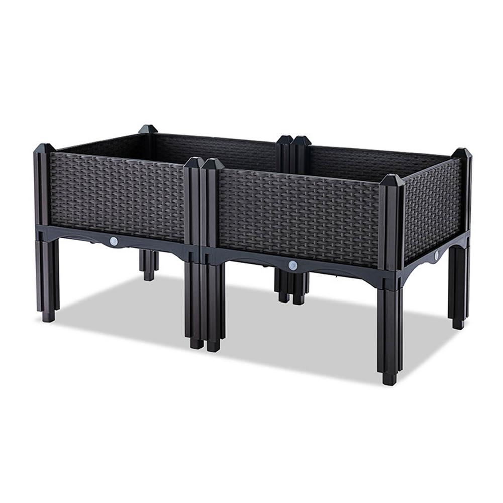 European Family Balcony Vegetable Pot Modern Planting Box Rectangle Family Balcony Plastic Flower Pot Raised Garden Bed: D