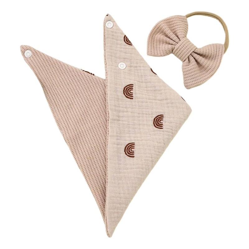 Dropshipping unico del corredo del bavaglino della fascia dei capelli di Bowknot dell'asciugamano della Saliva della fascia dell'arco delle neonate: Khaki