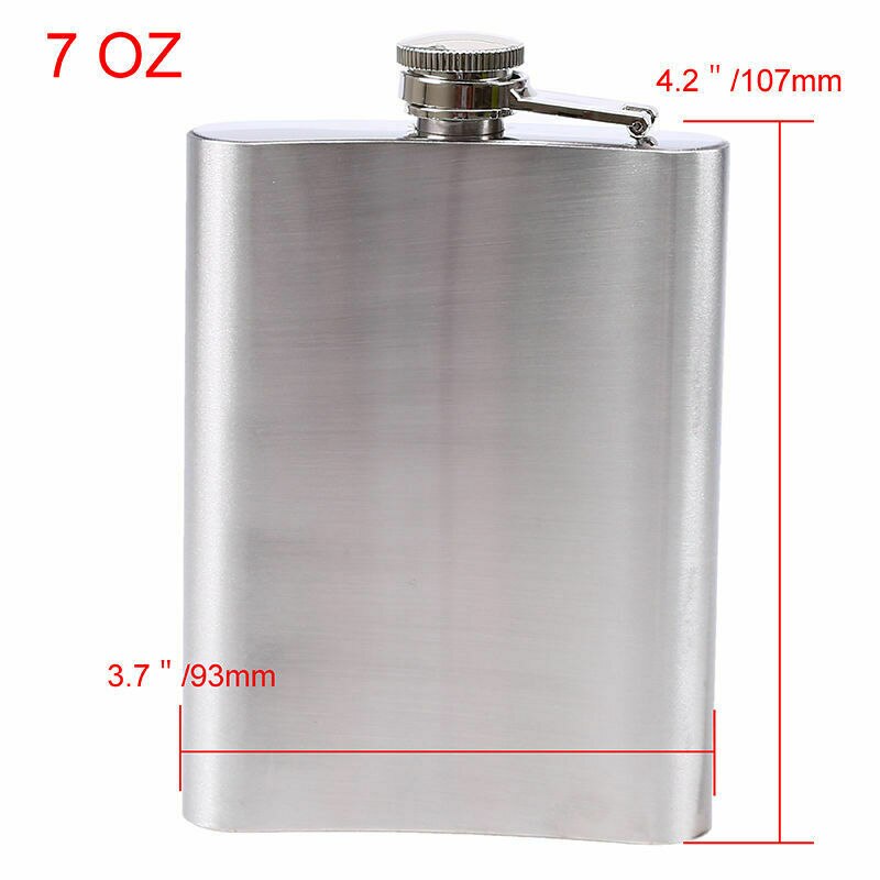 Stainless Steel Hip Flask Liquor Whiskey Alcohol Pocket Wine Bottle 7 8 10 oz