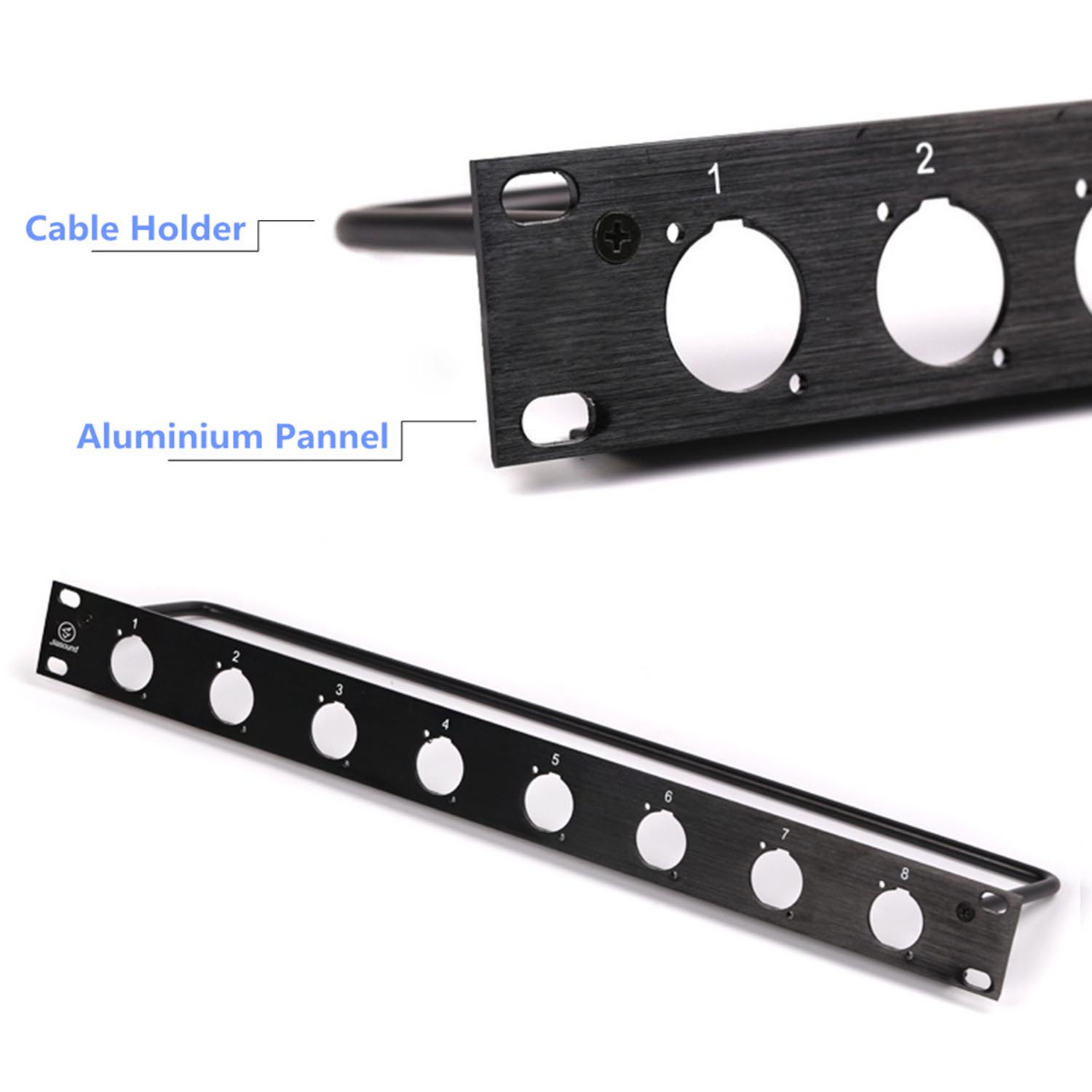 Panel de conexión de estante DIY 1U 4 8 12 16 vías 1U 2U 24 vías XLR USB tipo C SDI 6,35 Combo ST-8mp Cat6