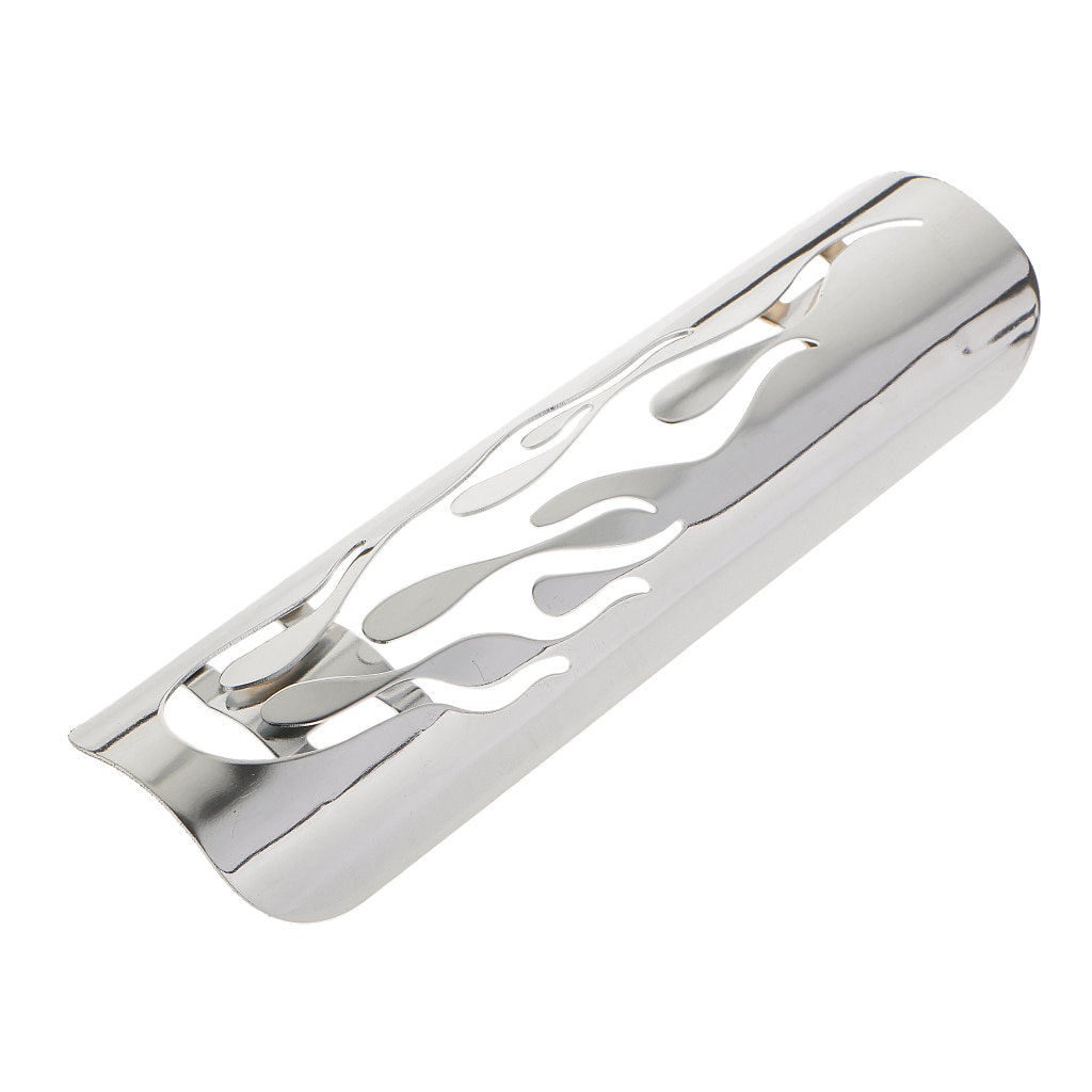 9'' Pierced Chrome Motorcycle Flame Exhaust Muffler Pipe Heat Shield Cover Heel Guard