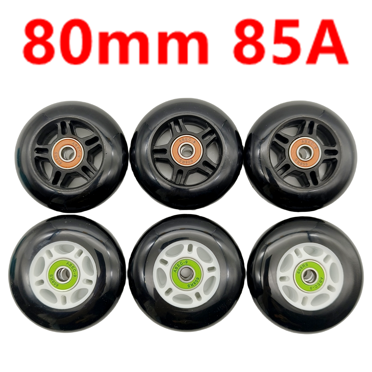 Rollschuhrad schwarz 85A 80mm 76mm FSK-Rad Inline-Rolle 80x24mm