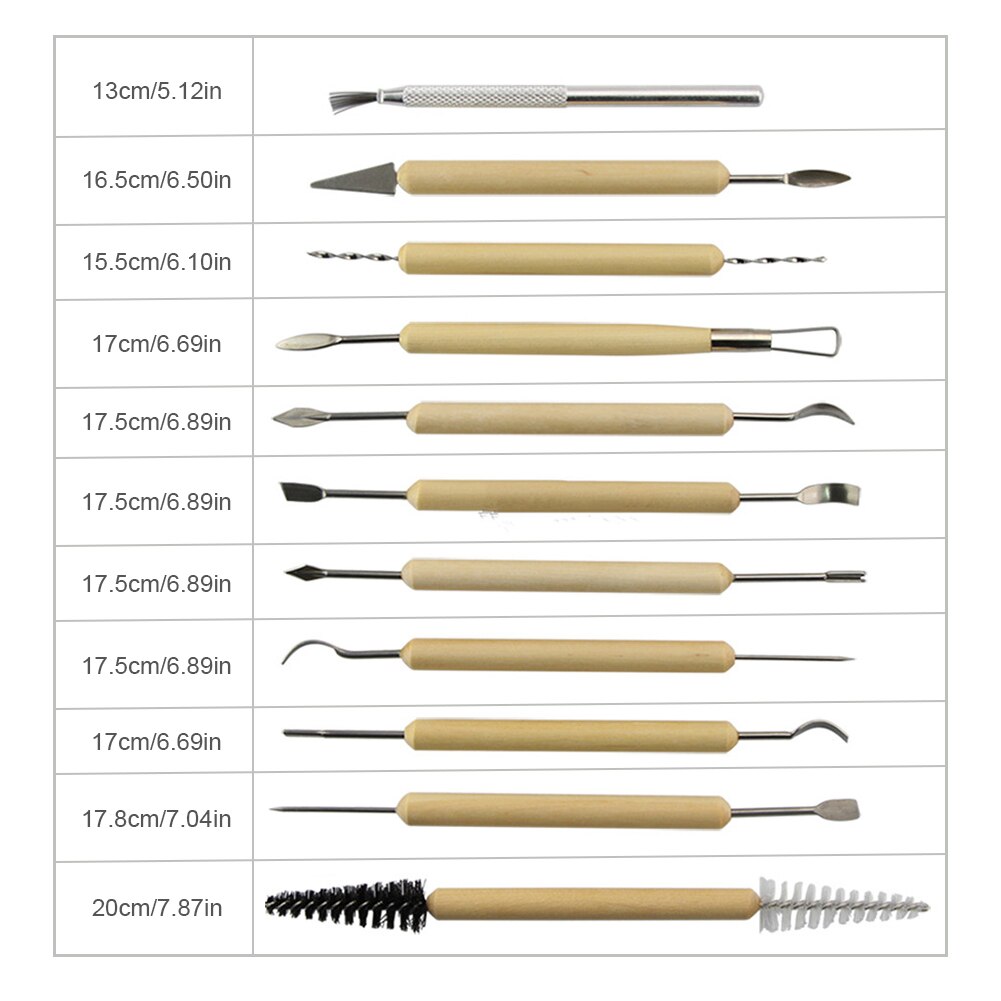 11Pcs/Set Clay Sculpting Kit Sculpt Smoothing Wax Carving Pottery Ceramic Tools Polymer Shapers Modeling Carved Tool