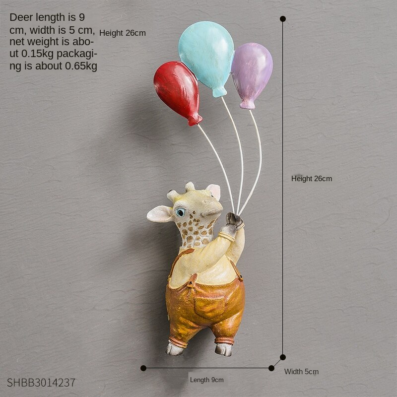 Nordisk heminredning djur ballong sovrum dekor stor harts hantverk vägghängande 3d giraff ballong piggy kanin räv: Rådjur
