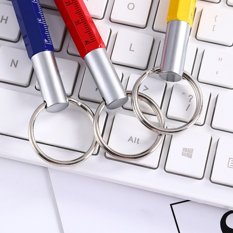 6 In 1 Multi Tools Function Pen Key Ring Screwdriver Pen with Ruler Screen Touch Pencil Unique Gadget Metal Pens