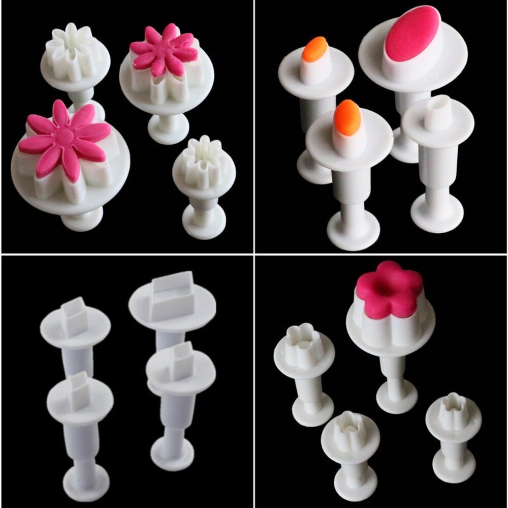 4 stk/sæt blomme marguerit småkage stempeludskærer fondant gum paste cupcake toppers form oval kiks kage dekoration presse wienerbrød værktøjer